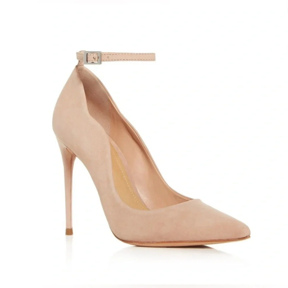 SCHUTZ Women's Thaynara Ankle Strap Pointed Heels, Amendoa (nude) 9.5 B(M)
